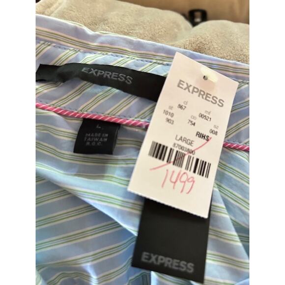 Express Design Studio Women’s Striped Button-Down Shirt, Size Large - Picture 6 of 7